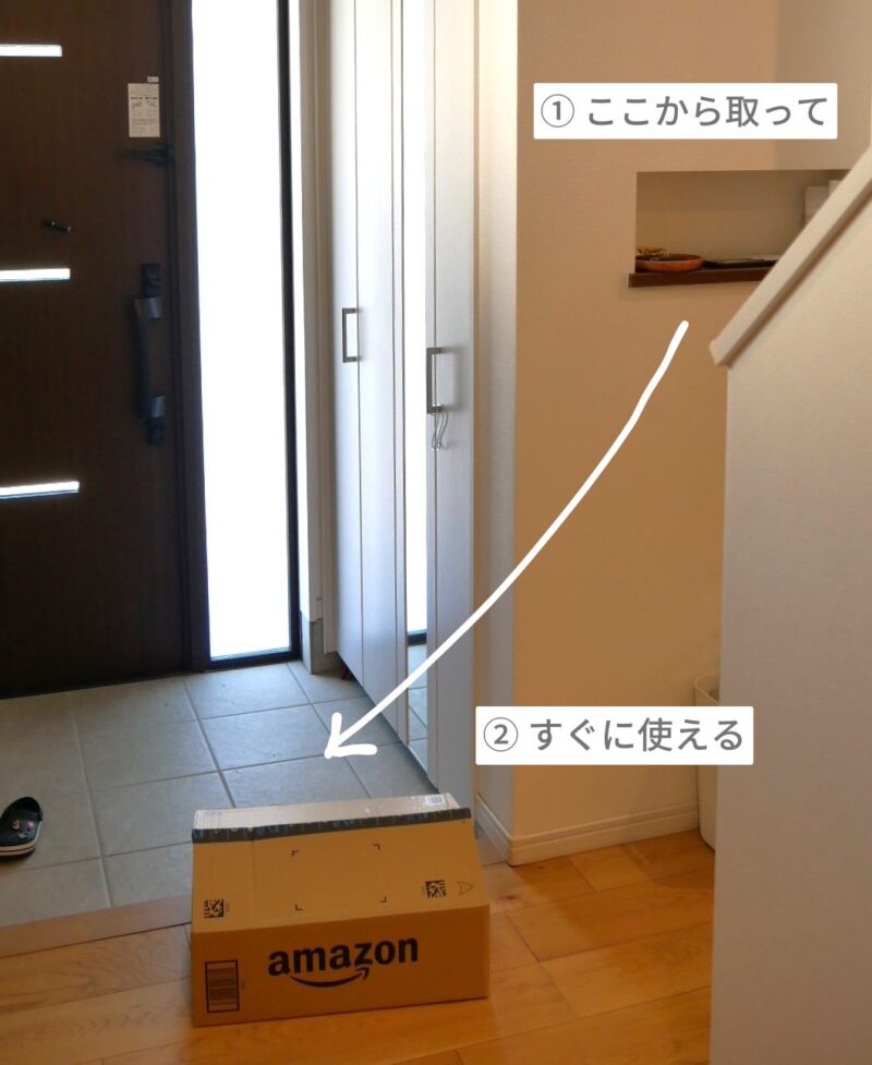 作業する場所の近くに道具を収納する